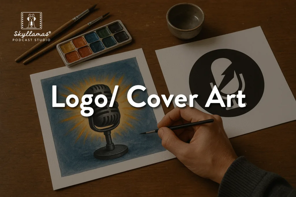 Logo and cover art: a hand painting a microphone logo